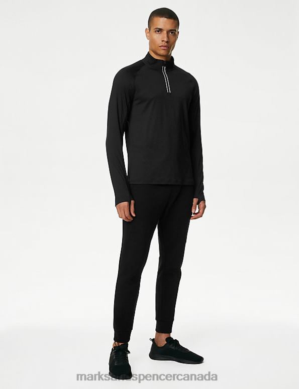 Marks and Spencer Canada - Men Black Clothing Marks & Spencer Half Zip Long Sleeve Top 20VTD6605