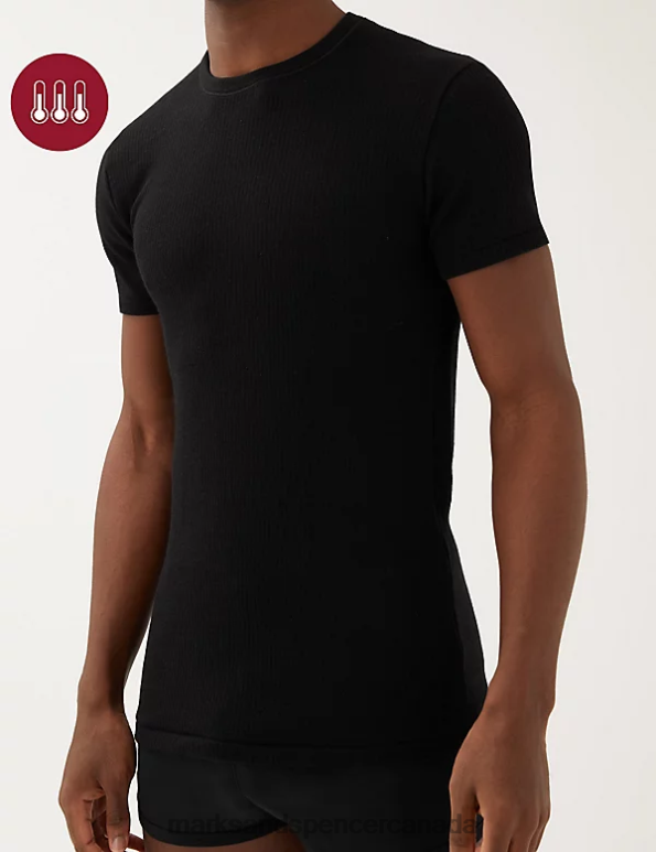 Marks and Spencer sale - Men Black Clothing Marks & Spencer Heatgen Maximum Thermal Short Sleeve Top 20VTD6964