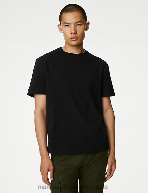 Men Black Clothing Marks & Spencer Oversized Pure Cotton T-Shirt 20VTD6191 - Marks and Spencer Canada locations