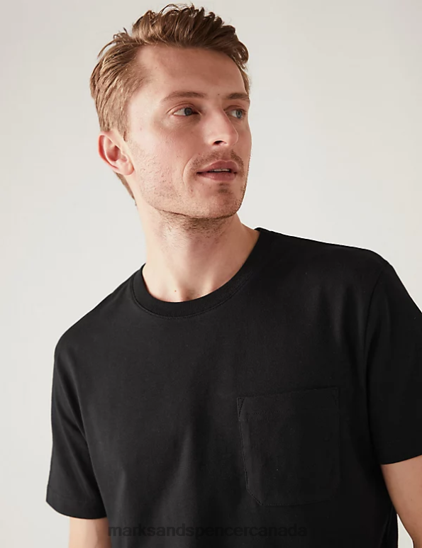 Marks and Spencer sale - Men Black Clothing Marks & Spencer Pure Cotton Heavyweight T-Shirt 20VTD5356