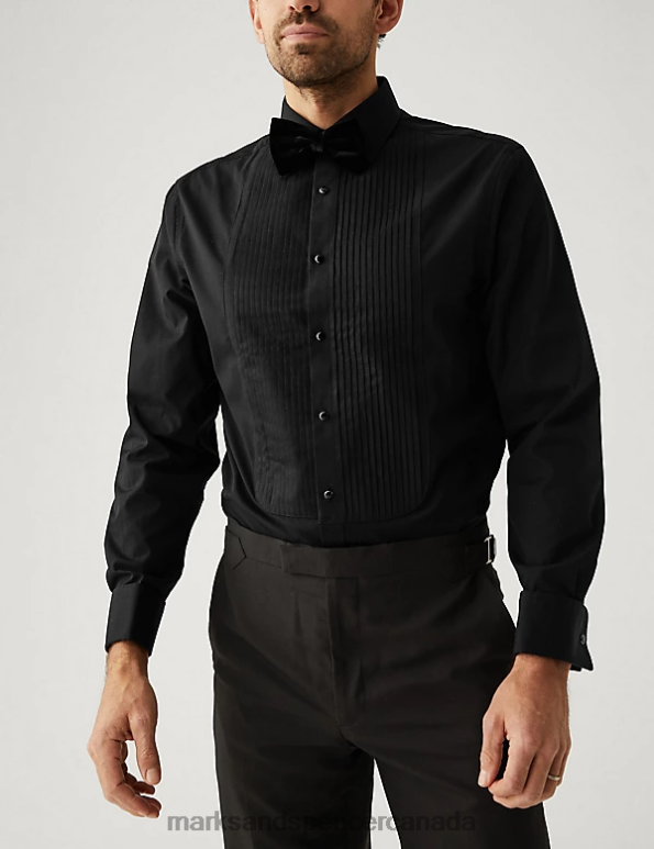 Marks and Spencer near me - Men Black Clothing Marks & Spencer Regular Fit Pure Cotton Dinner Shirt 20VTD6570