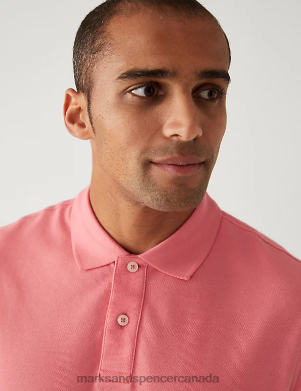 Marks and Spencer Canada - Men Bright Pink Clothing Marks & Spencer Pure Cotton Pique Polo Shirt 20VTD207