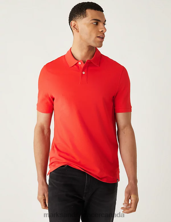 Marks and Spencer sale - Men Bright Red Clothing Marks & Spencer Pure Cotton Pique Polo Shirt 20VTD210