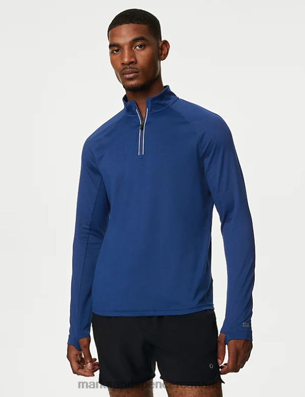 Marks and Spencer sale - Men Cobalt Clothing Marks & Spencer Half Zip Long Sleeve Top 20VTD6948