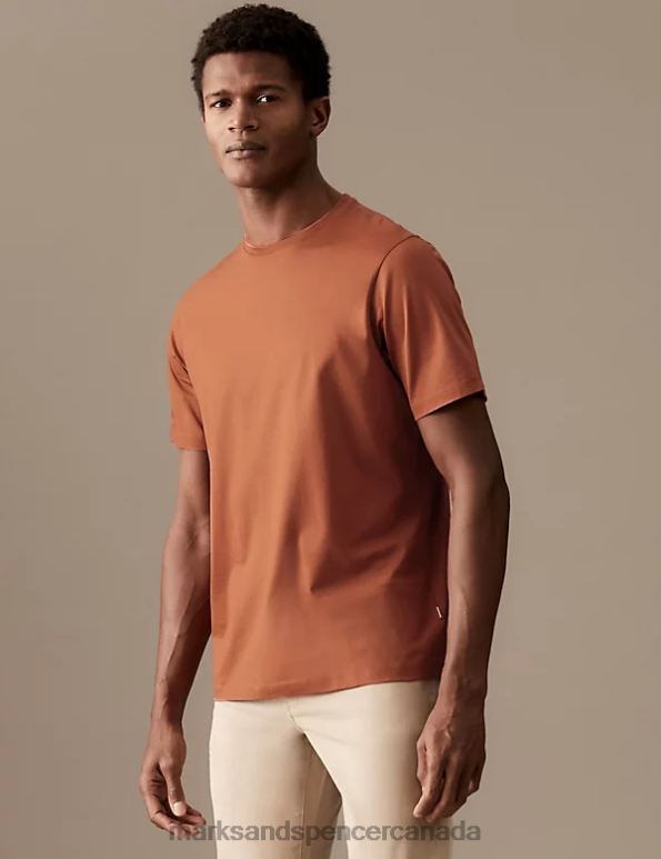 Marks and Spencer Canada - Men Copper Tan Clothing Marks & Spencer Pure Supima Cotton T-shirt 20VTD6304