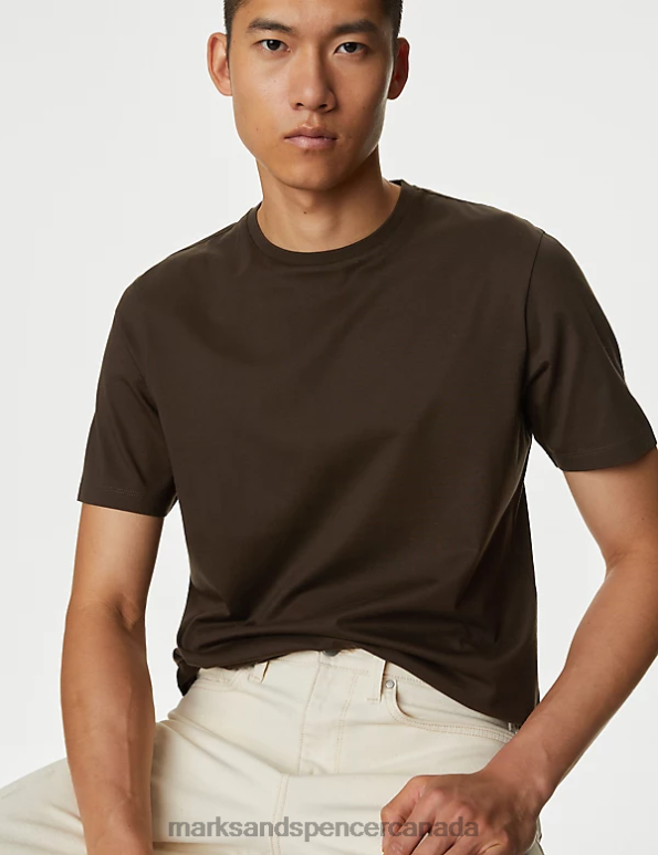 Marks and Spencer Canada - Men Dark Brown Clothing Marks & Spencer Pure Supima Cotton T-shirt 20VTD6310