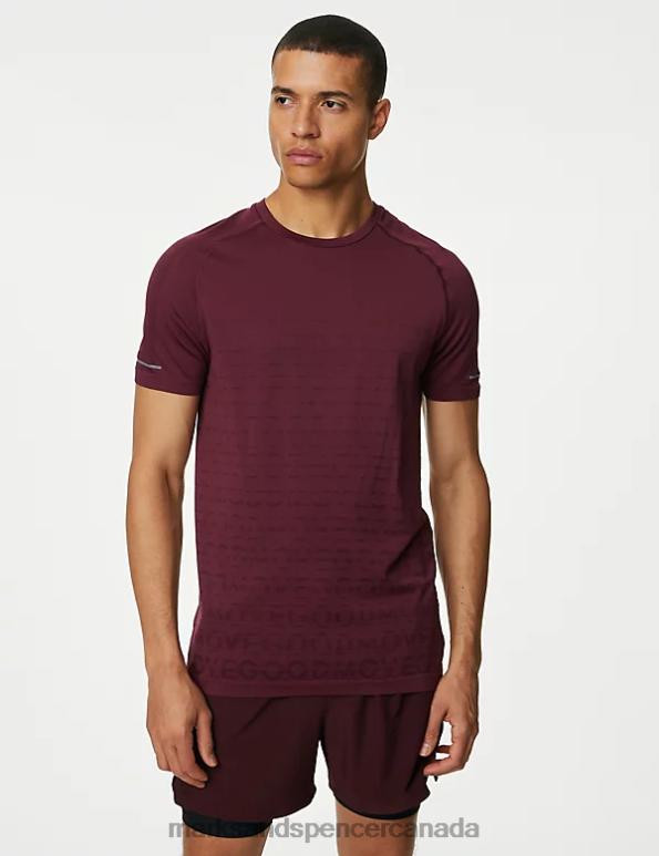 Men Dark Burgundy Clothing Marks & Spencer Seam Free Printed Training T-Shirt 20VTD5782 - Marks and Spencer online