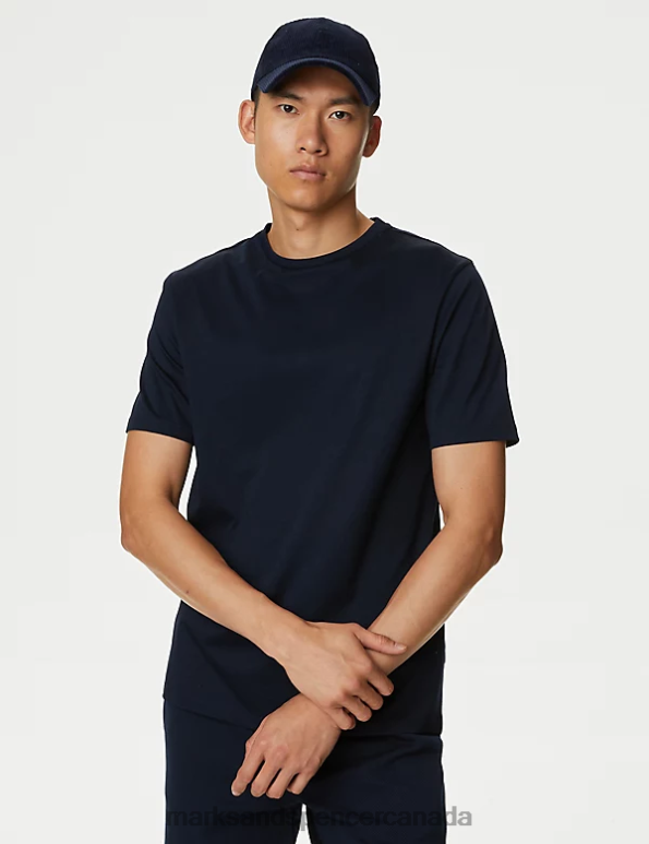 Marks and Spencer sale - Men Dark Navy Clothing Marks & Spencer Pure Supima Cotton T-shirt 20VTD6298