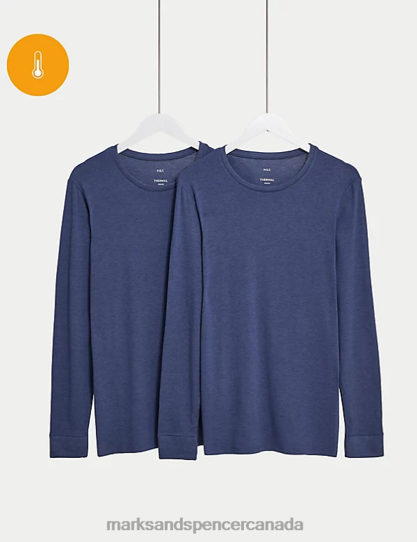 Marks and Spencer sale - Men Denim Clothing Marks & Spencer 2pk Heatgen Light Thermal Long Sleeve Top 20VTD4884