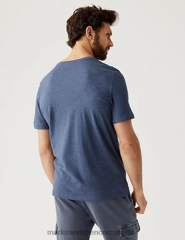 Men Denim Clothing Marks & Spencer Pure Cotton Crew Neck T-Shirt 20VTD146 - Marks and Spencer outlet