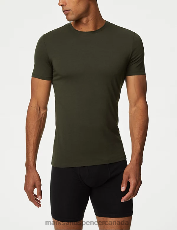 Men Evergreen Clothing Marks & Spencer Supima Cotton BlendT-Shirt Vest 20VTD5517 - Marks and Spencer Canada locations