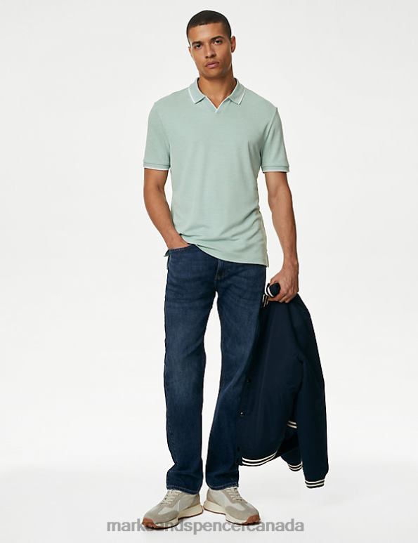 Marks and Spencer sale - Men Fresh Green Clothing Marks & Spencer Revere Polo Shirt 20VTD5294