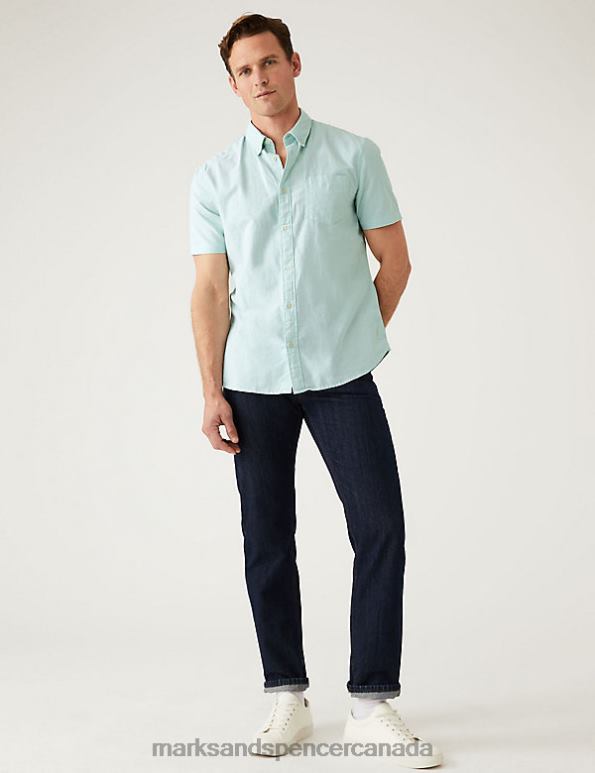 Marks and Spencer near me - Men Green Clothing Marks & Spencer Pure Cotton Oxford Shirt 20VTD5858