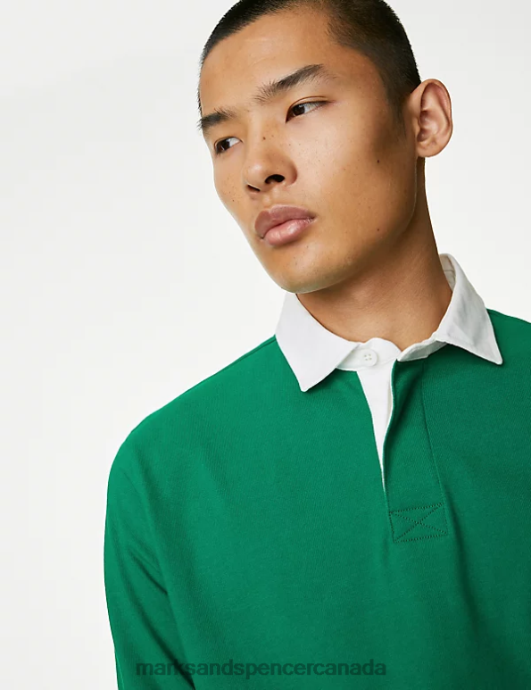 Marks and Spencer near me - Men Green Clothing Marks & Spencer Pure Cotton Rugby Shirt 20VTD6556