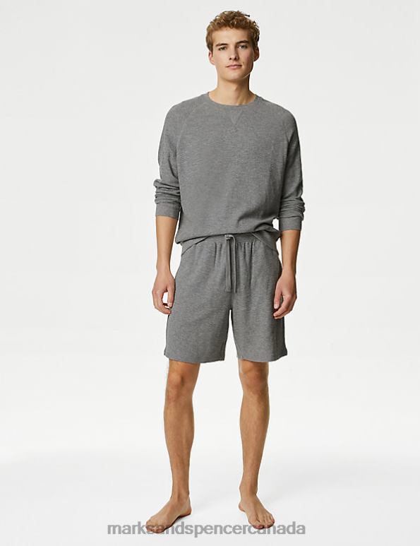 Marks and Spencer sale - Men Grey Marl Clothing Marks & Spencer Pure Cotton Loungewear Sweatshirt 20VTD7161