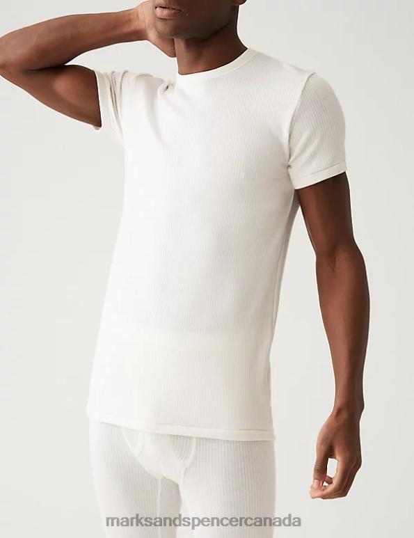 Men Ivory Clothing Marks & Spencer Heatgen Maximum Thermal Short Sleeve Top 20VTD7300 - Marks and Spencer outlet