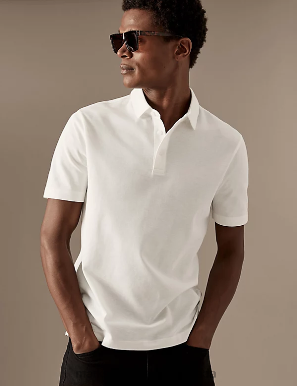 Men Ivory Clothing Marks & Spencer Pure Cotton Polo Shirt 20VTD6665 - Marks and Spencer online