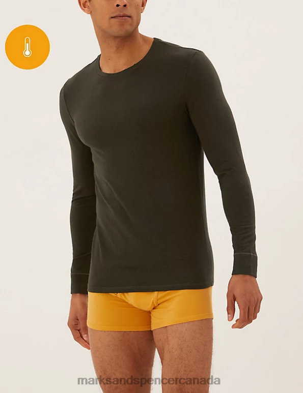 Men Khaki Clothing Marks & Spencer 2pk Heatgen Light Thermal Long Sleeve Top 20VTD5221 - Marks and Spencer Canada locations