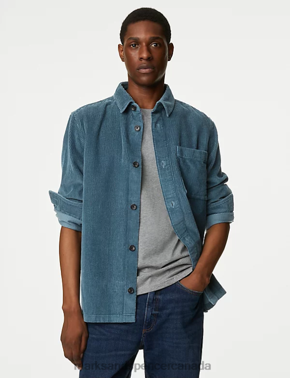 Marks and Spencer near me - Men Light Airforce Clothing Marks & Spencer Corduroy Overshirt 20VTD5540