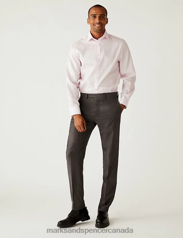 Men Light Pink Clothing Marks & Spencer Regular Fit Pure Cotton Non Iron Shirt 20VTD5225 - Marks and Spencer outlet