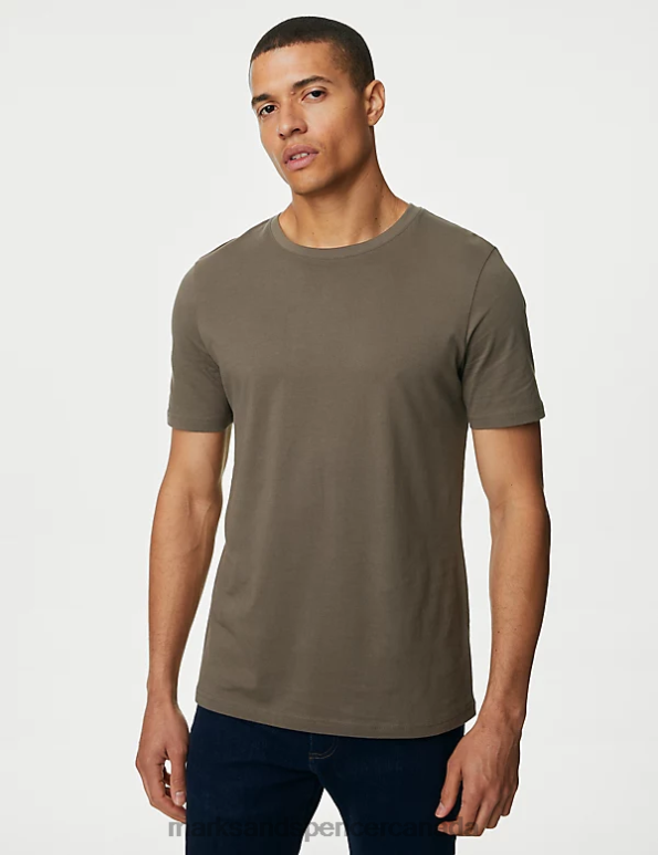 Marks and Spencer Canada - Men Medium Brown Clothing Marks & Spencer Pure Cotton Crew Neck T-Shirt 20VTD166