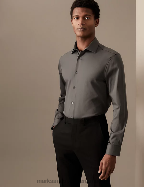 Men Mole Clothing Marks & Spencer Slim Fit Easy Iron Cotton Rich Shirt 20VTD6779 - Marks and Spencer Canada locations