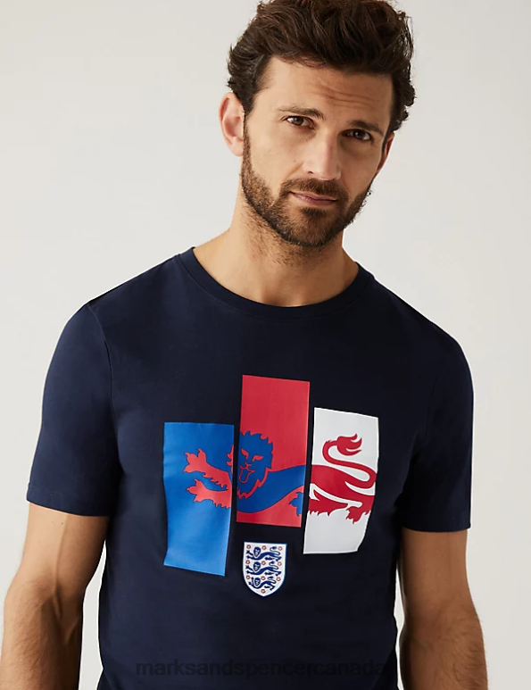 Marks and Spencer near me - Men Navy Clothing Marks & Spencer Pure Cotton England Lion T-Shirt 20VTD6085