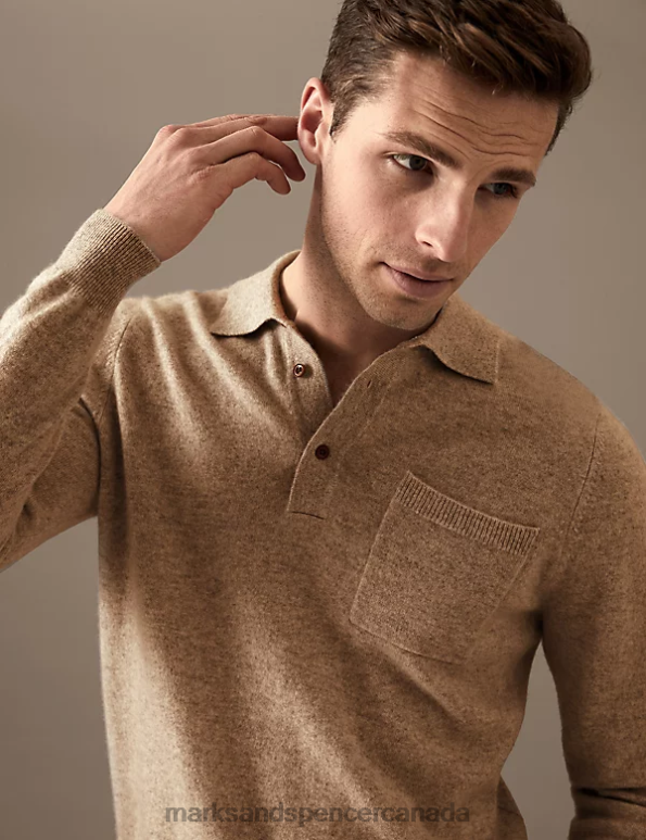 Marks and Spencer near me - Men Neutral Clothing Marks & Spencer Pure Cashmere Knitted Polo Shirt 20VTD7333