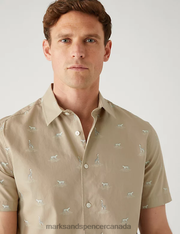 Men Neutral Clothing Marks & Spencer Pure Cotton Wildlife Print Shirt 20VTD5244 - Marks and Spencer online