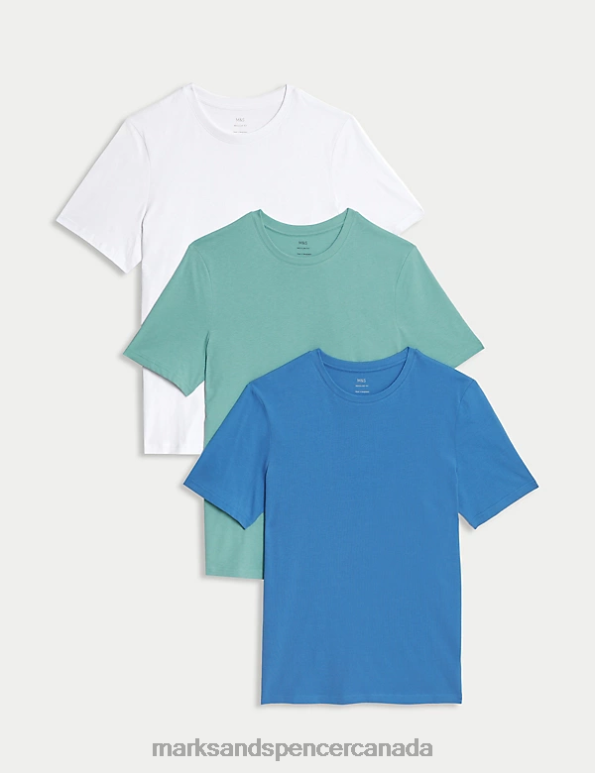 Marks and Spencer sale - Men Ocean Clothing Marks & Spencer 3pk Pure Cotton Crew Neck T-Shirts 20VTD5094