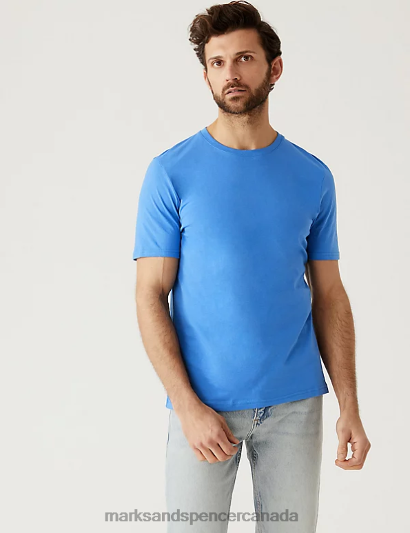 Marks and Spencer sale - Men Ocean Clothing Marks & Spencer Pure Cotton Crew Neck T-Shirt 20VTD133