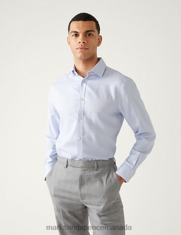 Marks and Spencer near me - Men Pale Blue Clothing Marks & Spencer Regular Fit Non Iron Pure Cotton Shirt 20VTD5193