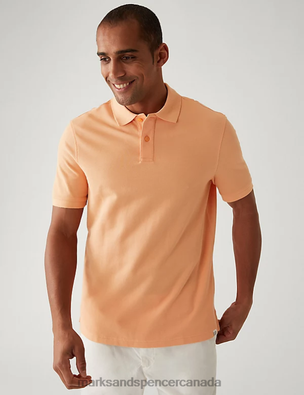 Marks and Spencer near me - Men Peach Clothing Marks & Spencer Pure Cotton Pique Polo Shirt 20VTD199