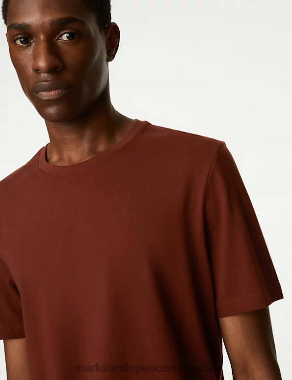 Marks and Spencer sale - Men Rust Clothing Marks & Spencer Pure Cotton Crew Neck T-Shirt 20VTD169