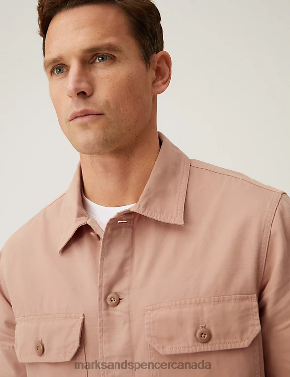 Men Rust Clothing Marks & Spencer Pure Cotton Utility Overshirt 20VTD5565 - Marks and Spencer online