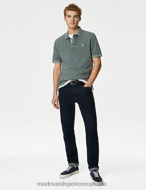 Marks and Spencer sale - Men Sage Green Clothing Marks & Spencer Pure Cotton Polo Shirt 20VTD7216