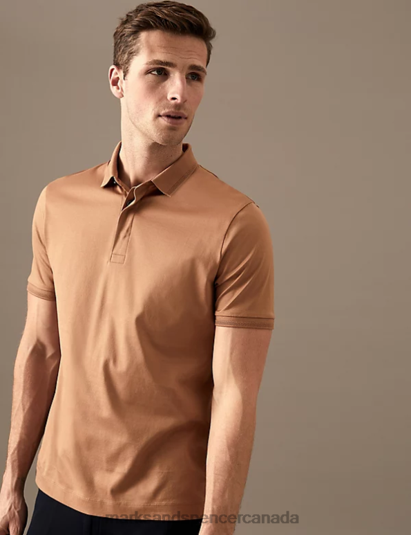 Marks and Spencer Canada - Men Soft Bronze Clothing Marks & Spencer Pure Supima Cotton Polo Shirt 20VTD6932