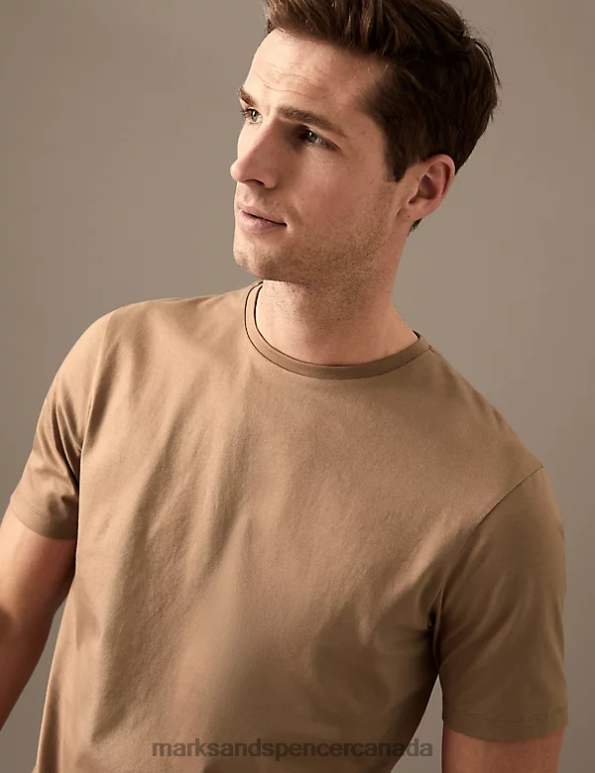 Men Soft Bronze Clothing Marks & Spencer Pure Supima Cotton T-shirt 20VTD6302 - Marks and Spencer outlet