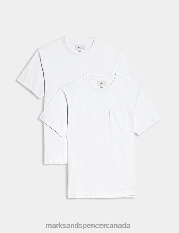 Marks and Spencer near me - Men White Clothing Marks & Spencer 2pk Pure Cotton Crew Neck T-Shirts 20VTD5293