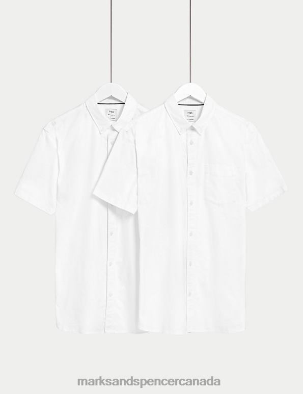 Men White Clothing Marks & Spencer 2pk Pure Cotton Oxford Shirts 20VTD6917 - Marks and Spencer Canada locations