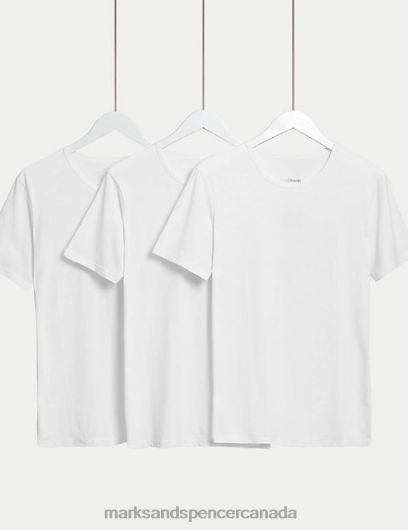 Marks and Spencer near me - Men White Clothing Marks & Spencer 3pk Cool & Fresh T-Shirt Vests 20VTD6529