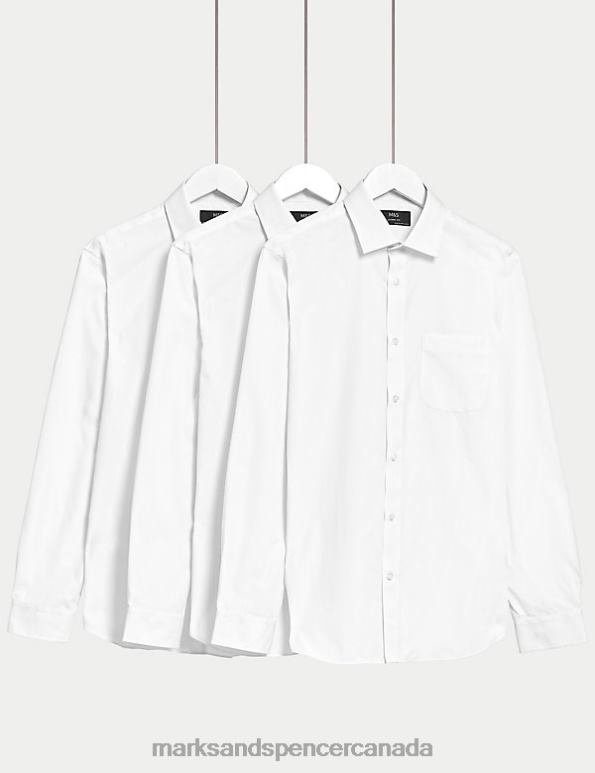 Marks and Spencer sale - Men White Clothing Marks & Spencer 3pk Skinny Fit Long Sleeve Shirts 20VTD6571