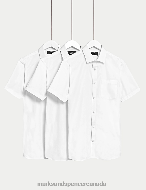 Marks and Spencer near me - Men White Clothing Marks & Spencer 3pk Skinny Fit Short Sleeve Shirts 20VTD6279