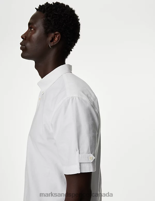 Marks and Spencer sale - Men White Clothing Marks & Spencer Ferncliffe Pure Organic Cotton Popover Shirt 20VTD5273