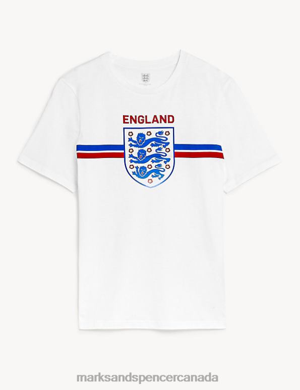 Men White Clothing Marks & Spencer Pure Cotton Crew Neck England T-Shirt 20VTD7115 - Marks and Spencer Canada locations