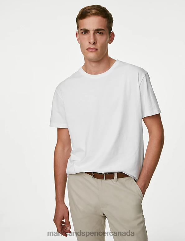 Marks and Spencer Canada - Men White Clothing Marks & Spencer Pure Cotton Heavy Weight T-Shirt 20VTD5886