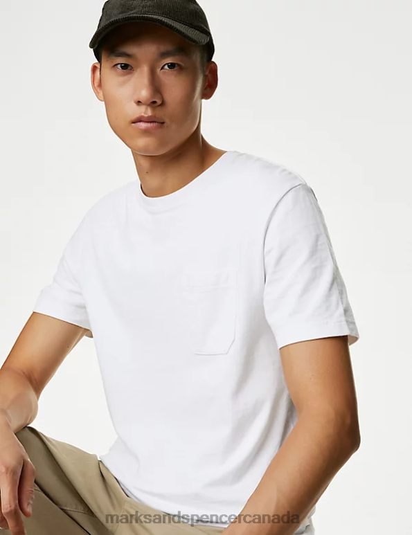 Men White Clothing Marks & Spencer Pure Cotton Heavyweight T-Shirt 20VTD5358 - Marks and Spencer online