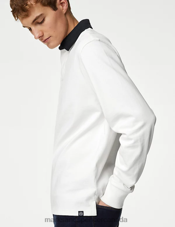 Marks and Spencer sale - Men White Clothing Marks & Spencer Pure Cotton Rugby Shirt 20VTD6557