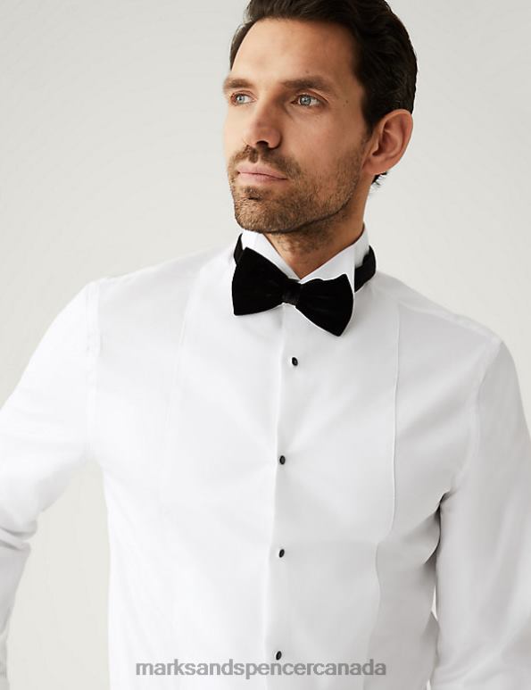 Marks and Spencer Canada - Men White Clothing Marks & Spencer Slim Fit Easy Iron Pure Cotton Dinner Shirt 20VTD6186