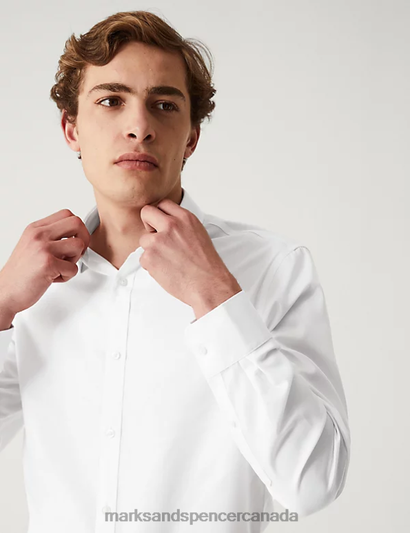 Marks and Spencer sale - Men White Clothing Marks & Spencer Slim Fit Non Iron Pure Cotton Shirt 20VTD6413